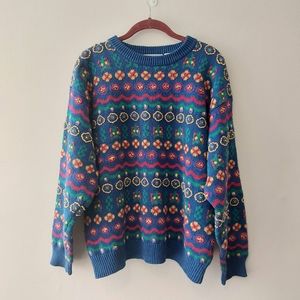 Portraits by Northern Isles Vintage Hand Embroidered 3D Knit Floral Crewneck